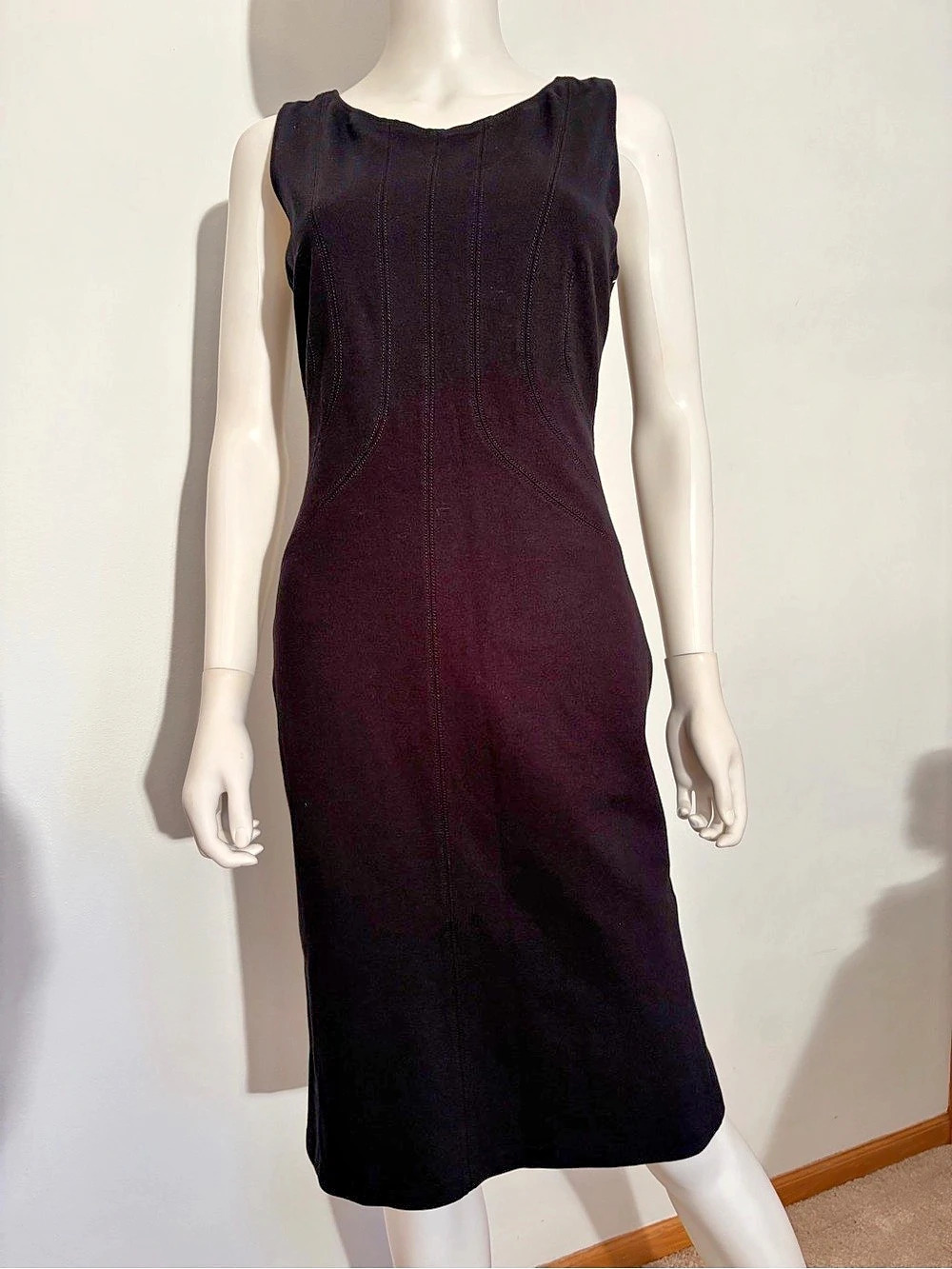 #1006 Armani Collezioni Made in Italy Black Fit and Flare Midi Dress Size 10. Li